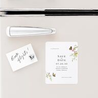 Rustic Butterfly Garden Save The Date Magnets Pure White Magnet Paper