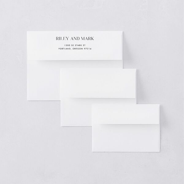 Modern Contrast Rehearsal Dinner Invitation Envelopes White Midnight Both Recipient and Return Addresses Signature Standard