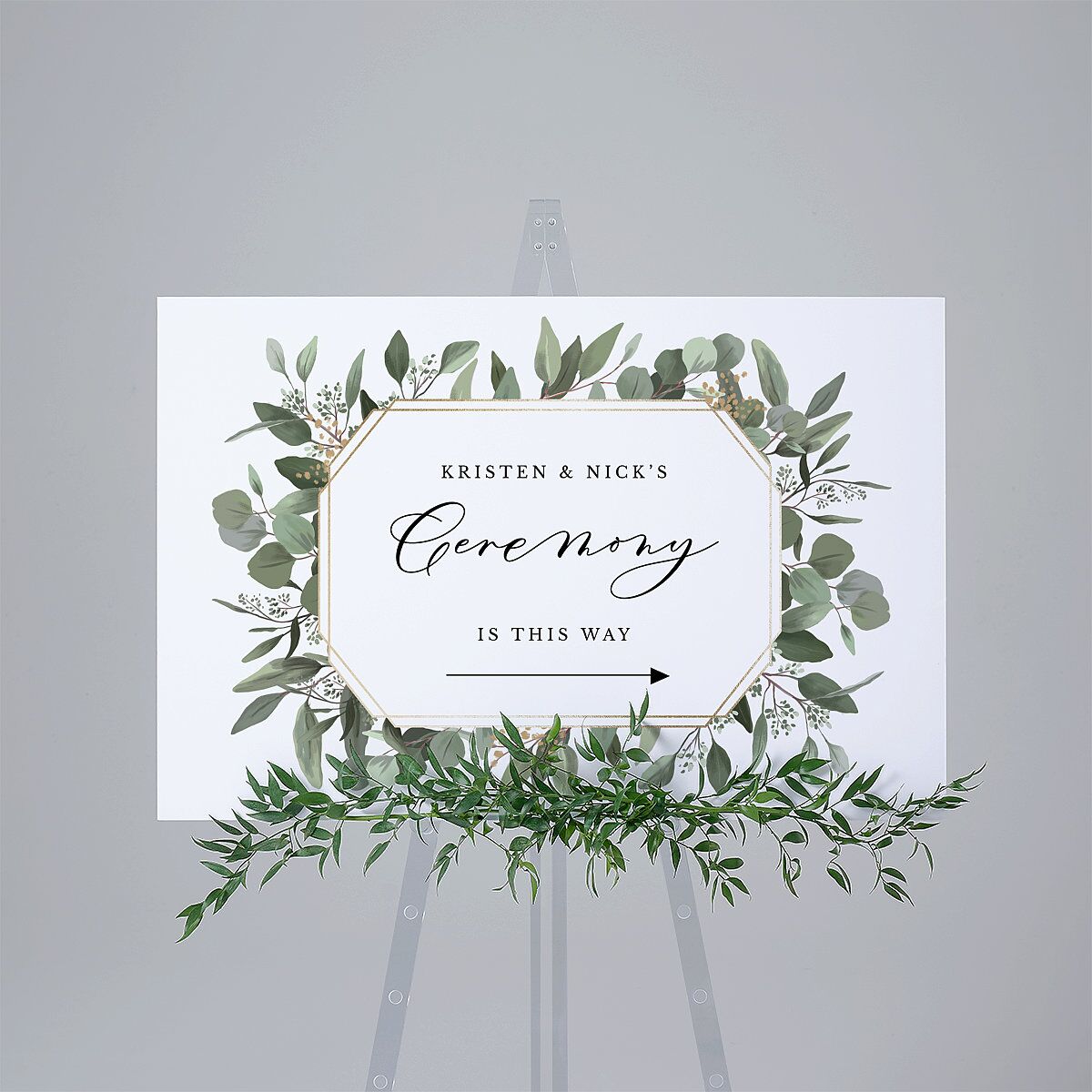 Eucalyptus Frame Standard Direction Sign Large Pure White Standard Indoor Foam Core L Direction