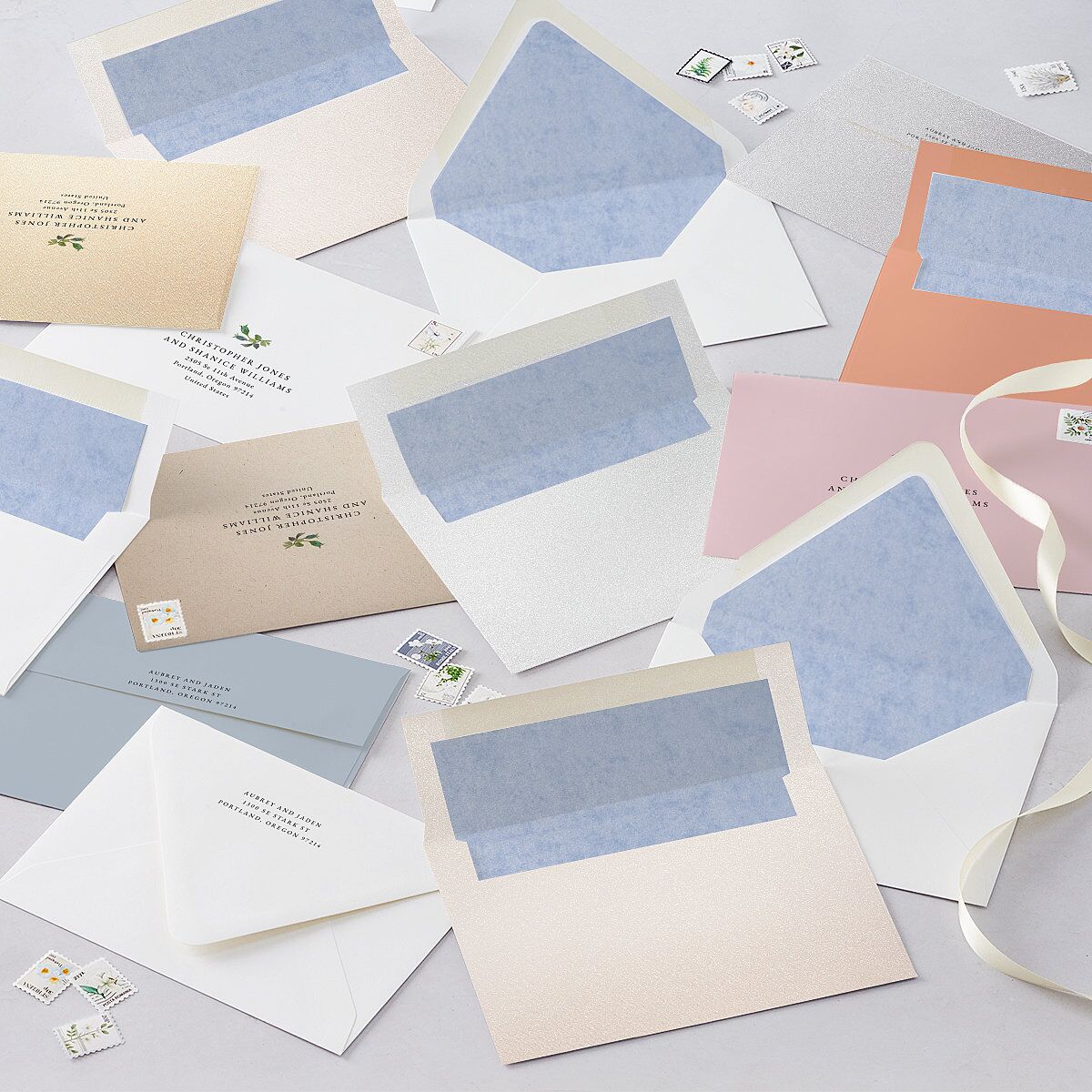 Minimal Floral Wedding Invitations Ocean Signature Blank No Standard