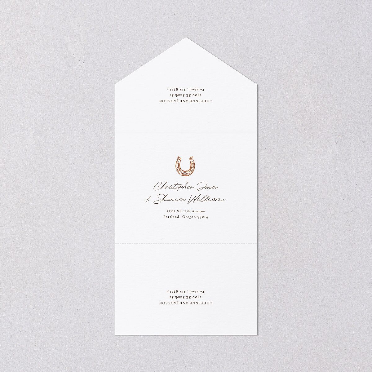 Western Wild Horses All-in-One Wedding Invitations Copper Signature Light Both Recipient and Return Addresses No