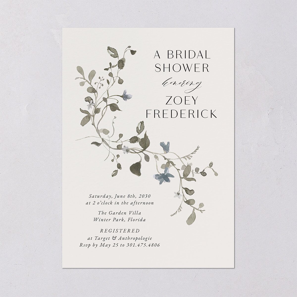 Curved Garland Bridal Shower Invitations Champagne Signature Blank Standard