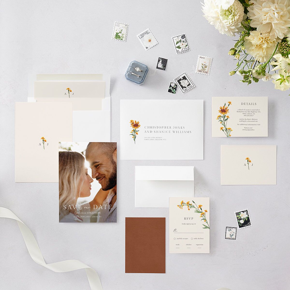 Wild Daisies Save the Date Cards — view 6