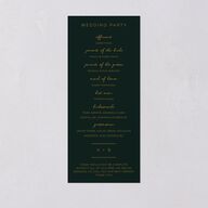 Gold Calligraphy Wedding Programs Dark Green Signature