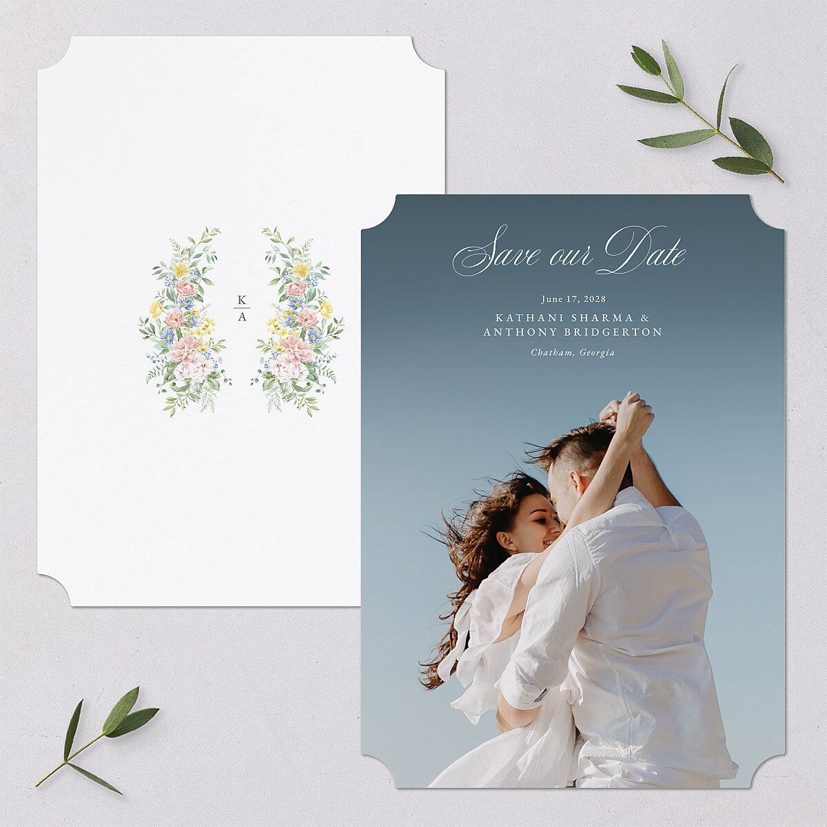 Glamorous Regency Garden Save the Date Cards by Bridgerton Sage Signature smooth Blank No Ticket