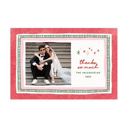 Whimsical Painted Holiday Border Thank You Postcards Scarlet