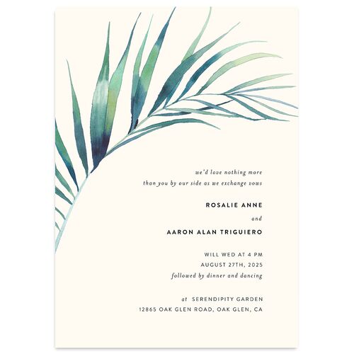 Palm and Protea Wedding Invitations Sky Signature Blank No Standard