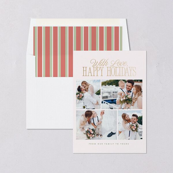 Hollywood Holiday Foil Holiday Cards Gold Greenery Signature