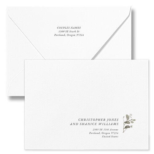 Curved Garland Bridal Shower Invitation Euro Envelopes White Champagne Both Recipient and Return Addresses Luxe Signature