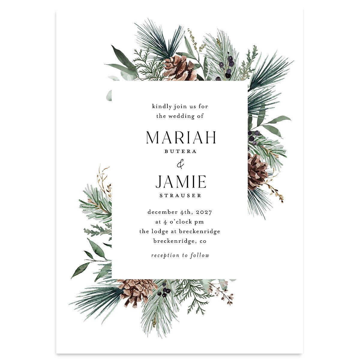 Rustic Pine Wedding Invitations
