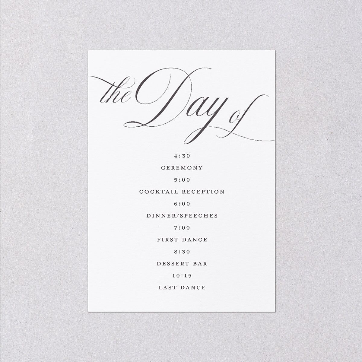 Grand Calligraphy Itinerary Cards Medieval Grey Signature Standard