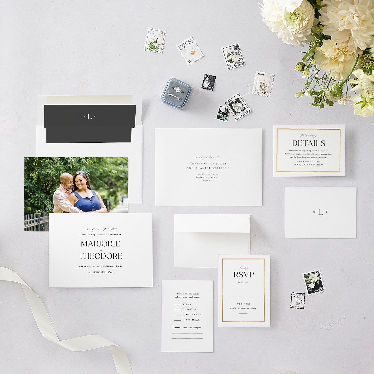 Joyful Union Foil Save The Date Cards Gold Pure White Signature smooth Blank No Standard