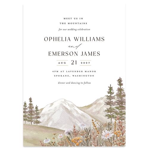 Mountain Wildflowers Wedding Invitations Mocha Signature Blank No Standard
