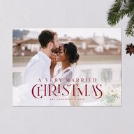 Newlywed Christmas Holiday Cards Garnet Signature Blank Standard Landscape