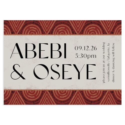 Sahara Pattern Wedding Invitations Rust Signature Blank No Standard