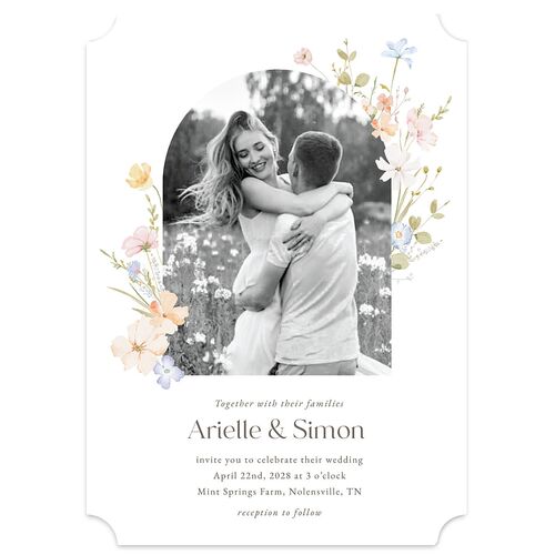 Wildflower Photo Wedding Invitations Lilac Signature Blank No Ticket