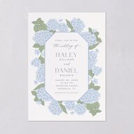 Vintage Hydrangea Frame Wedding Invitations Dusty Blue Signature Blank No Standard