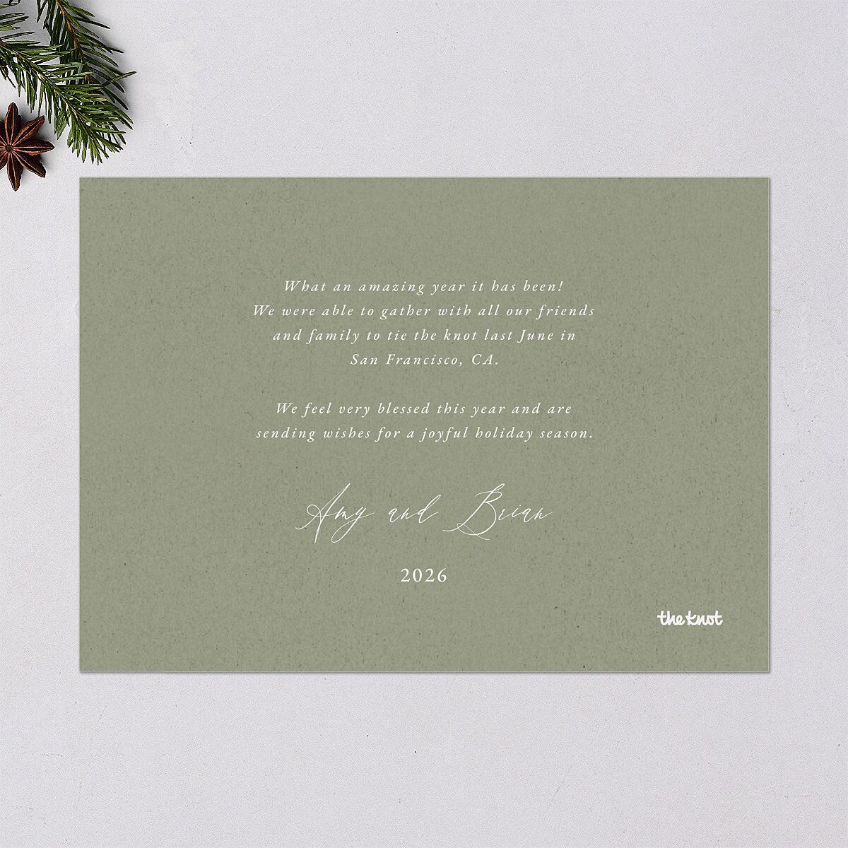 Holiday Greenery Frame Holiday Cards Deep Olive Signature Blank Standard Landscape