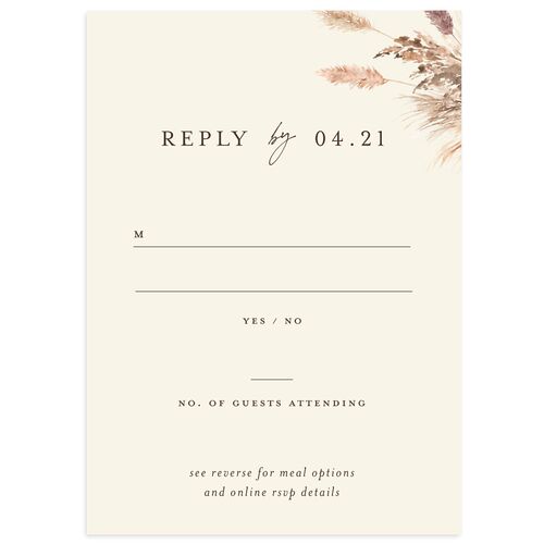 Simple Pampas Wedding Response Cards Sepia Signature Standard
