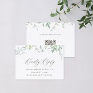 Elegant Greenery Watercolor Foil QR Code RSVP Cards Champagne Signature Standard