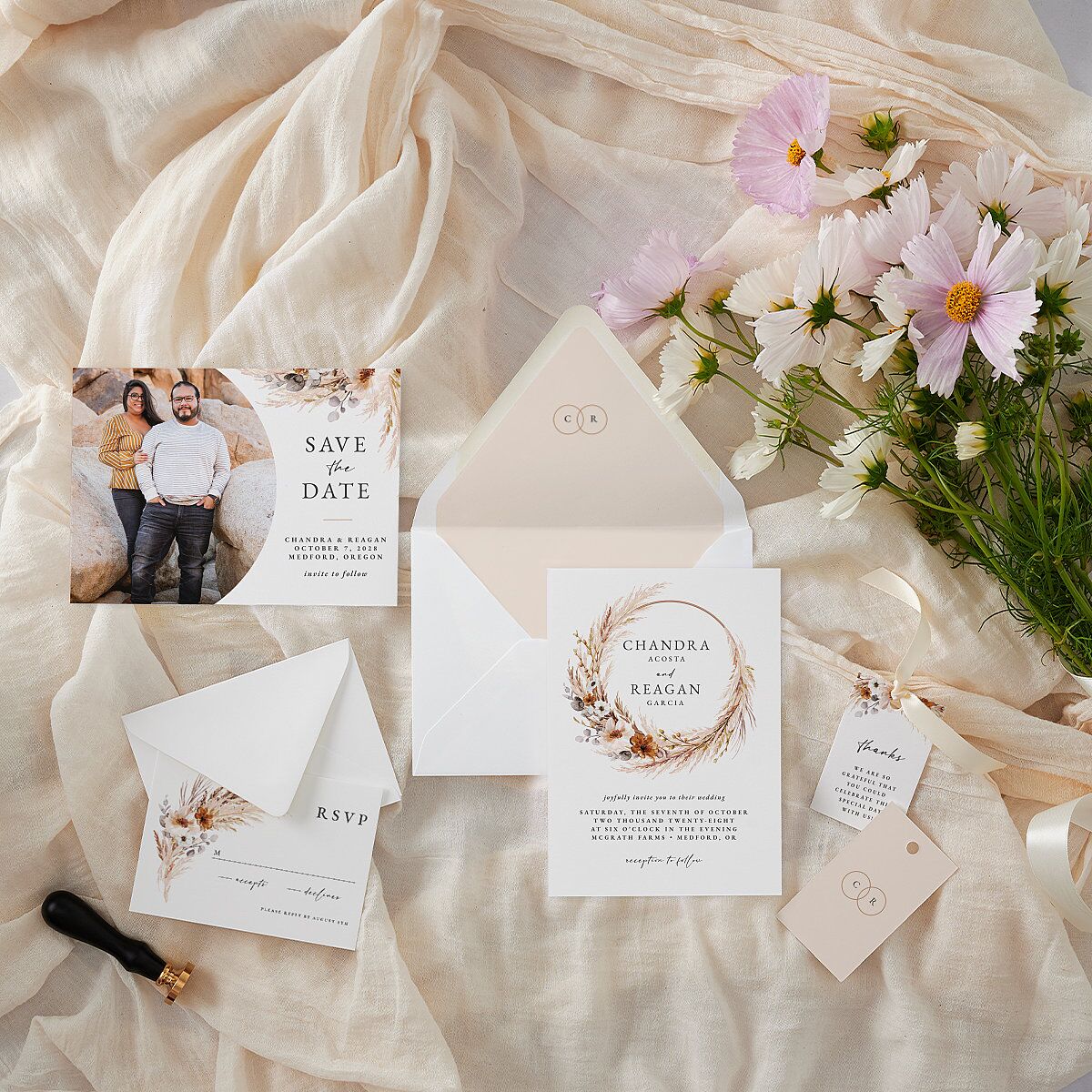Bohemian Floral Hoop Favor Gift Tags Camel Signature