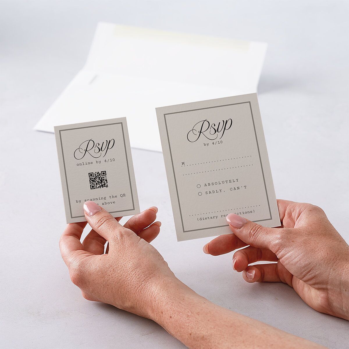 Vintage Script QR Code RSVP Cards Midnight Signature Standard