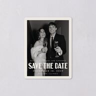 Vintage Art Deco Photo Save The Date Magnets Off-White Magnet Paper