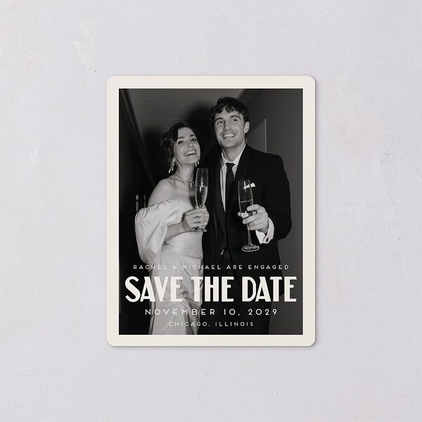 Vintage Art Deco Photo Save The Date Magnets Off-White Magnet Paper