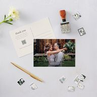 Simple Modern Wildflowers Thank You Postcards Deep Olive