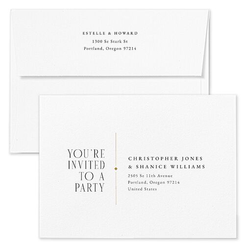Old Hollywood Glam Wedding Invitation Envelopes White Champagne Return Address Standard Signature