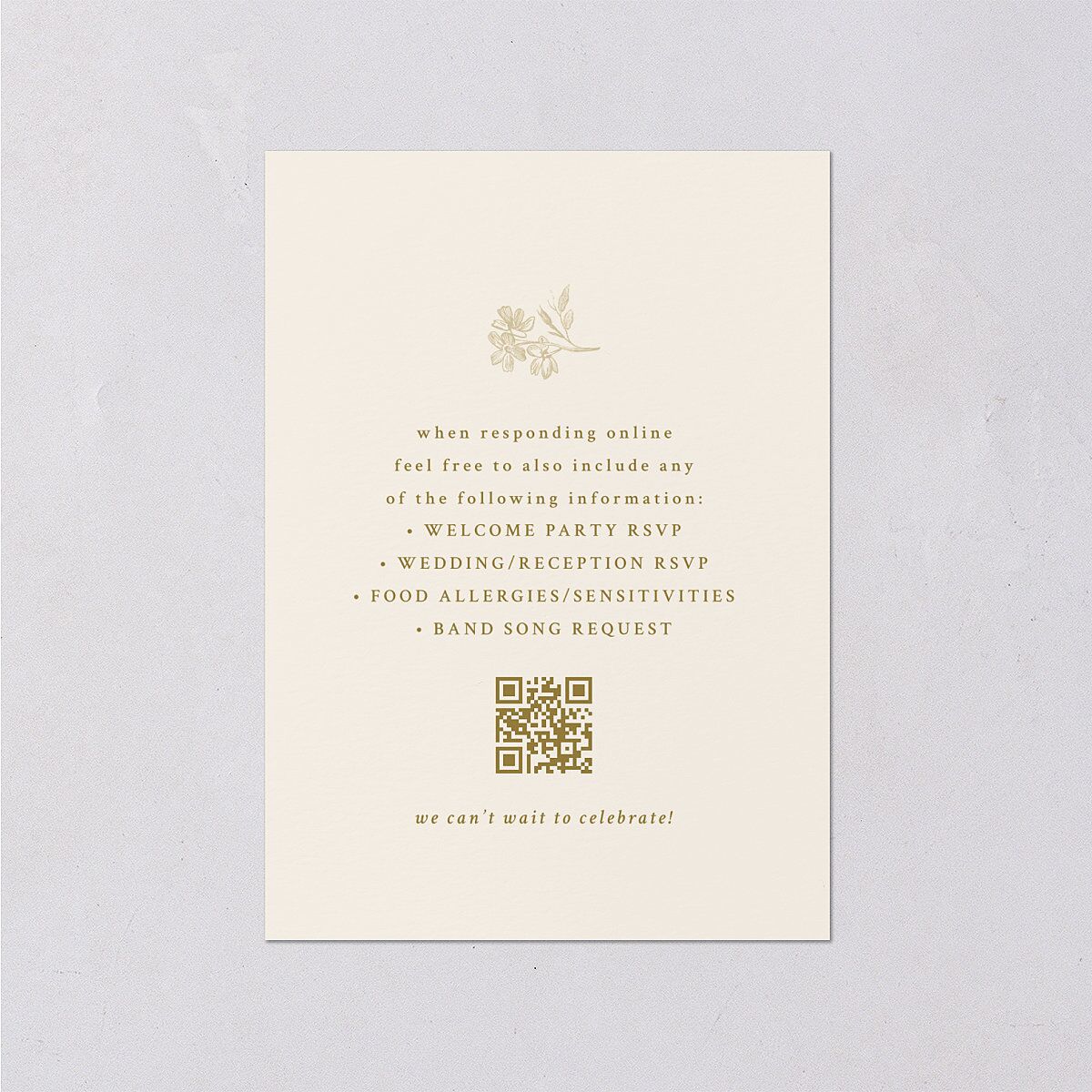 Antique Botanical Garland Wedding Response Cards Champagne Signature Standard