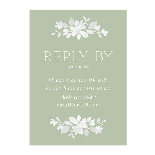 Porcelain Blue Floral Watercolor QR Code RSVP Cards Sage Signature Standard
