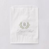 Luxury Floral Monogram Wedding Day Paper Favor Bags Cotton White Wax-Lined Food Safe Paper