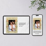 Vintage Nouveau Floral Digital Save the Date Cards Pear Dusty Blue Lets Celebrate Standard