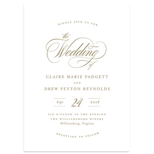 Classic Calligraphy Wedding Invitations Fawn Signature Blank No Standard