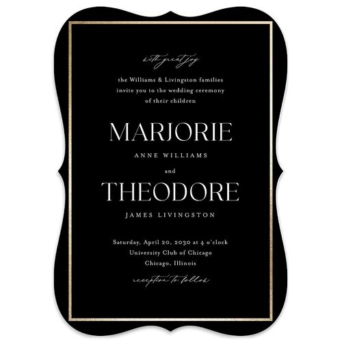 Joyful Union Foil Wedding Invitations Gold Licorice Signature Blank No Bracket