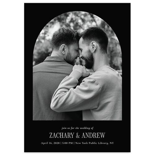 Minimal Arched Photo Wedding Invitations Midnight Signature Blank No Standard