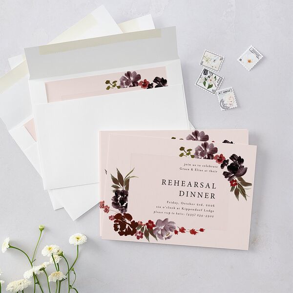 Autumn Romance Rehearsal Dinner Invitations Chocolate Signature Blank