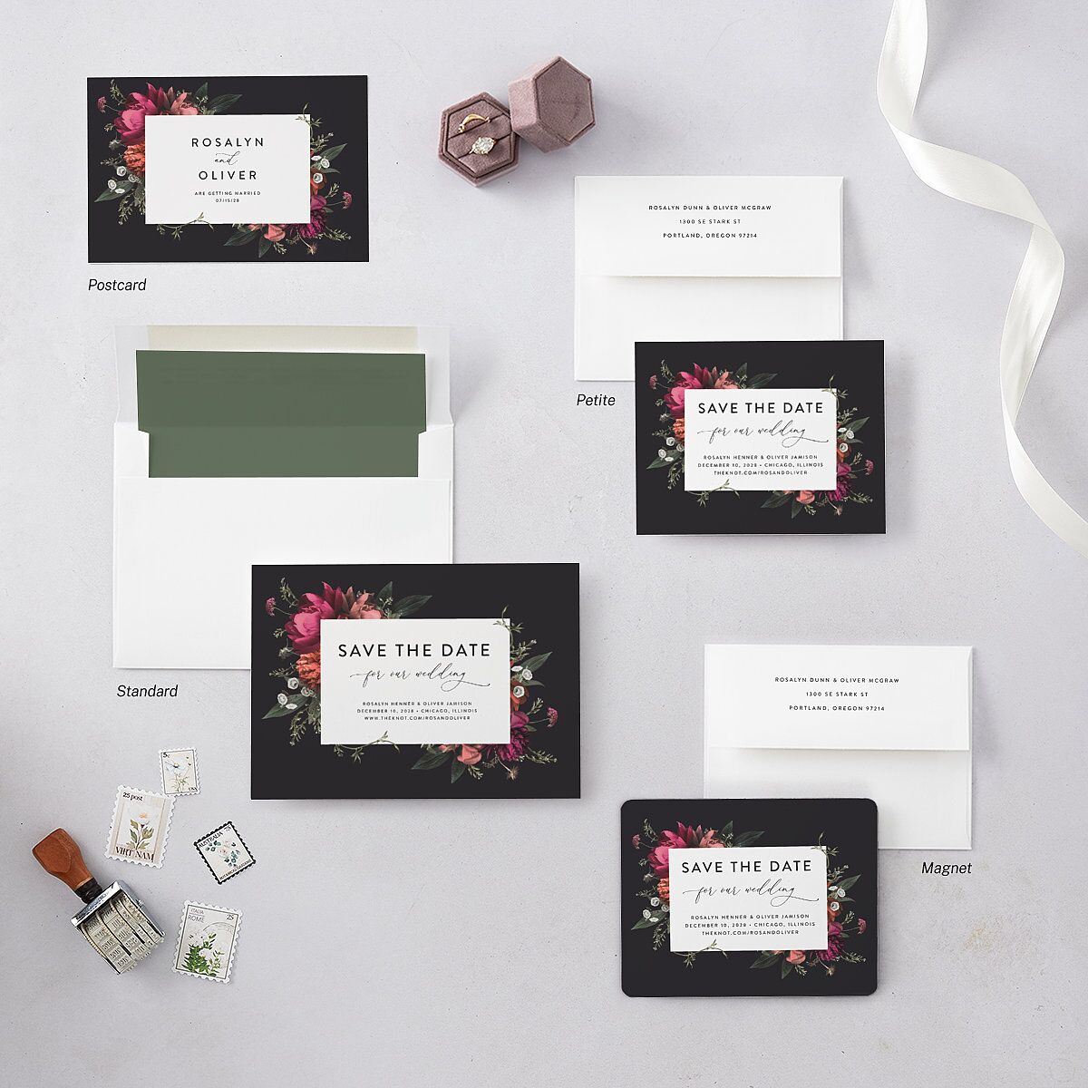 Blooming Botanical Save The Date Magnets Midnight Magnet Paper