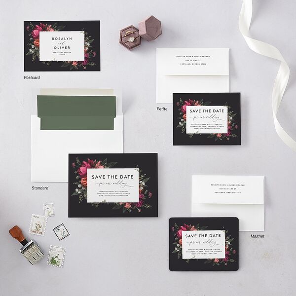 Blooming Botanical Save The Date Magnets Midnight Magnet Paper