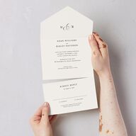 Elegant Polished Minimalist All-in-One Wedding Invitations Linen Signature Light Both Recipient and Return Addresses No