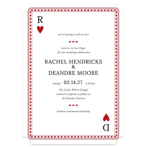 Las Vegas Playing Card Wedding Invitations Jewel Red Signature Blank No Ticket