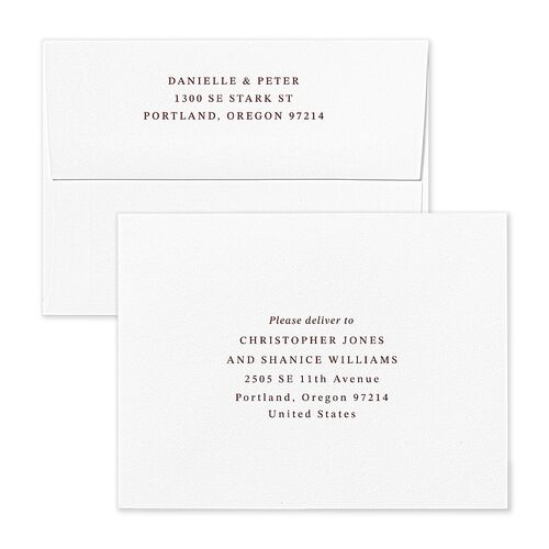Photo Vow Save the Date Magnet Envelopes White Burgundy Recipient Address Signature Standard