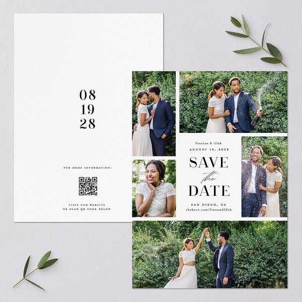 Portrait Gallery Save the Date Cards Pure White Signature smooth Blank No Standard