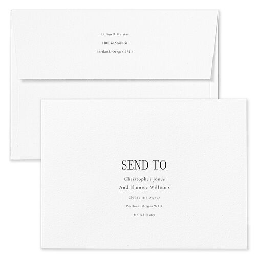 Classically Editorial Save The Date Card Envelopes Silver Rose Recipient Address Signature Standard