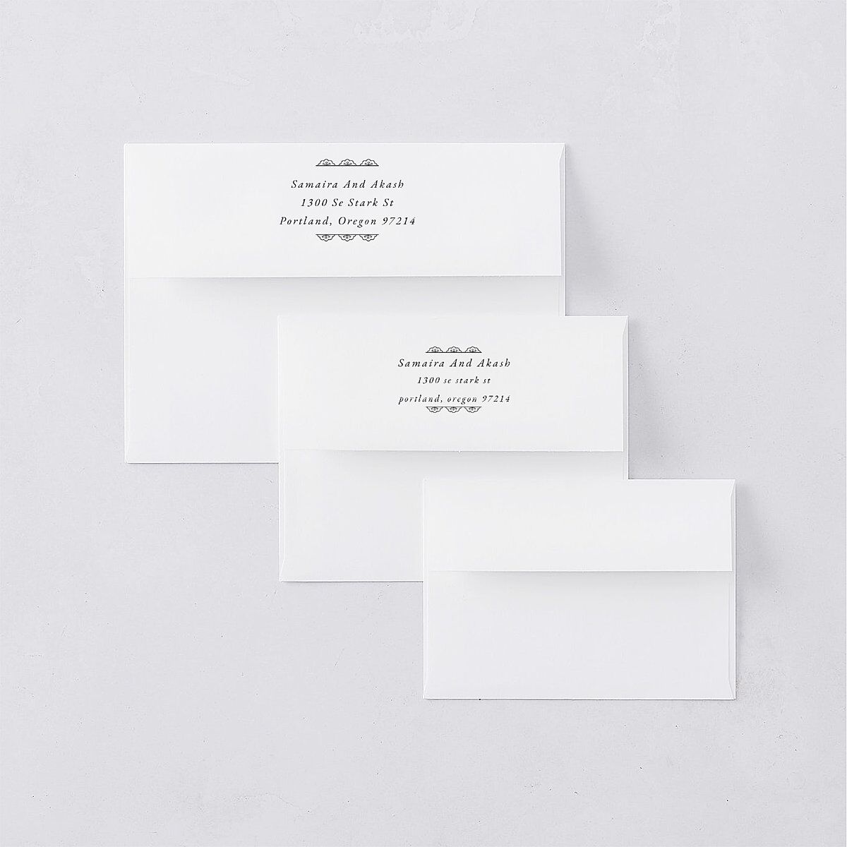 Gilded Lehenga Thank You Card Envelopes White Pure White Both Recipient and Return Addresses Signature Standard