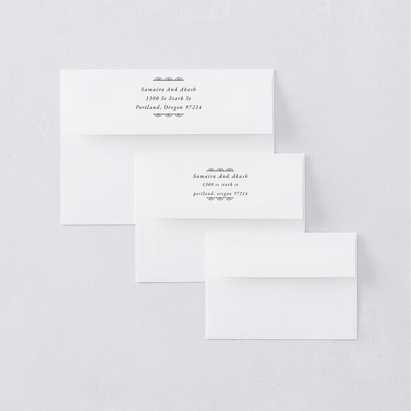 Gilded Lehenga Thank You Card Envelopes White Pure White Both Recipient and Return Addresses Signature Standard