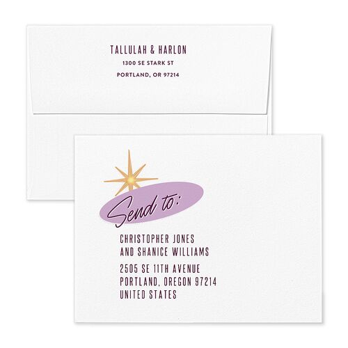 Las Vegas Love Thank You Card Envelopes Blue Bordeaux Both Recipient and Return Addresses Signature Standard