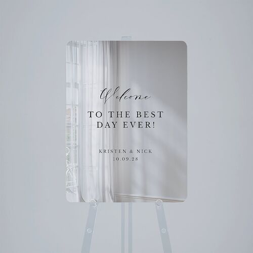 Eucalyptus Frame Mirrored Acrylic Welcome Sign Medium Pure White Mirrored Acrylic M Welcome Rounded