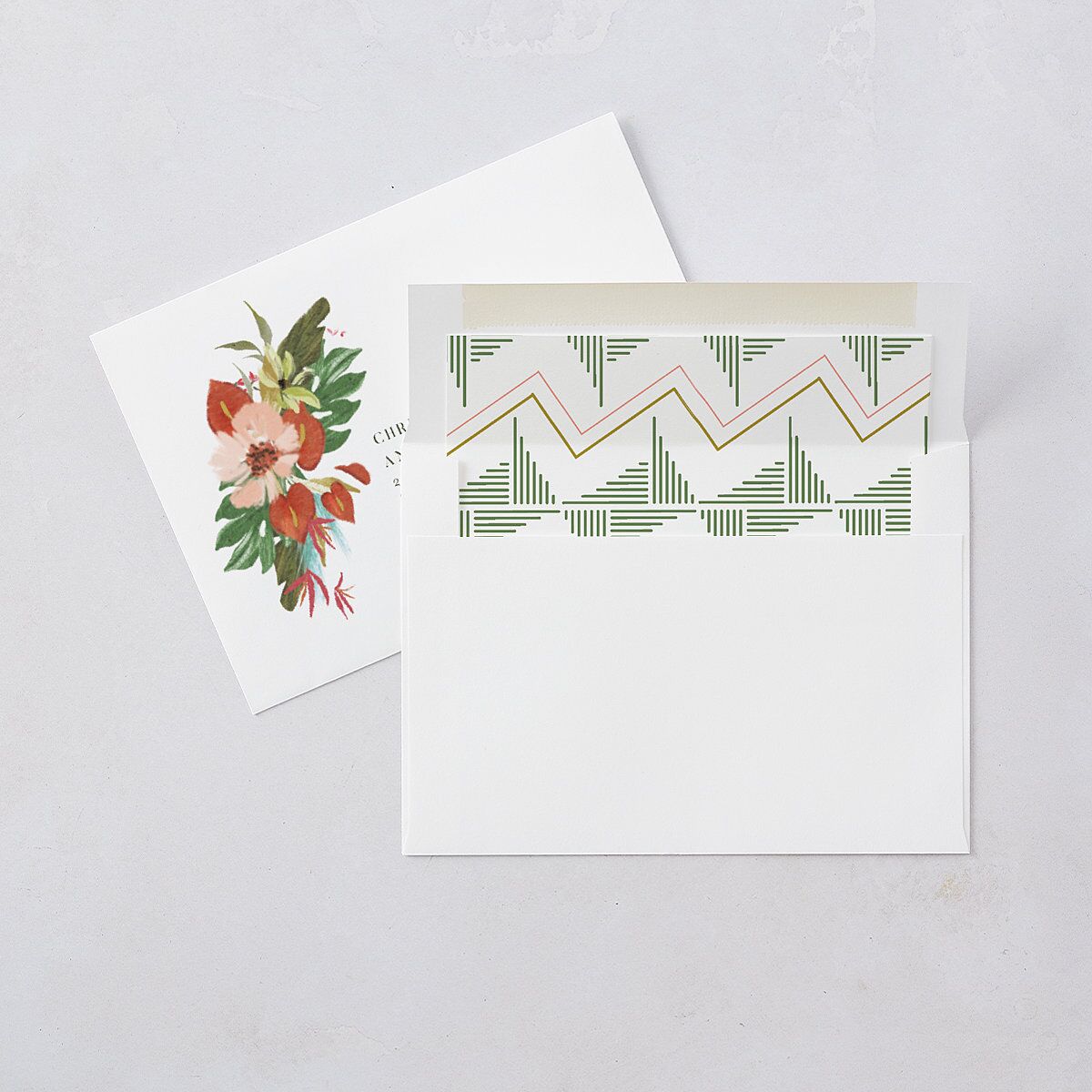 Flores Tropicais Wedding Invitations Gold Red Clay Signature Blank No Standard